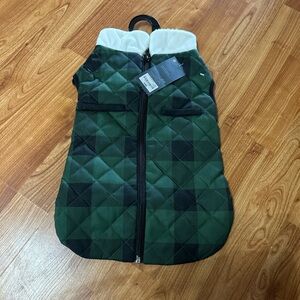 Paw & Tail Sherpa Collar Plaid Blue/Green Dog Vest ~ Size Medium